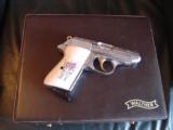 Walther PPK/S factory engraved with 24K gold accents,#140 of 500,380auto,polished stainless,leather case,& Oak case,2 mags,scrimshaw grips ! awesome - 9 of 12