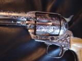 Colt SAA 1922,Master engraved by Clint Finley,real carved ivory grips with CZ,Rubies & Sapphires,also plain bonded ivory grips,nickel,38WCF,awesome !! - 7 of 15