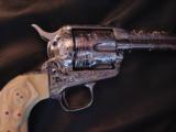 Colt SAA 1922,Master engraved by Clint Finley,real carved ivory grips with CZ,Rubies & Sapphires,also plain bonded ivory grips,nickel,38WCF,awesome !! - 3 of 15