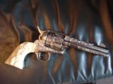 Colt SAA 1922,Master engraved by Clint Finley,real carved ivory grips with CZ,Rubies & Sapphires,also plain bonded ivory grips,nickel,38WCF,awesome !! - 1 of 15