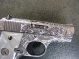Colt Mustang Pocketlite-fully engraved by Flannery,polished slide,Cerakote frame,Pearlite grips,380auto,2 3/4