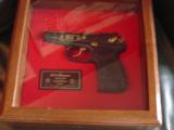 Makarov KGB commemorative,from AHS,polished blue,gold writing,#27 of 1000,9x18 caliber,fitted wood & glass case,unfired,super nice - 2 of 15