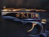 Makarov KGB commemorative,from AHS,polished blue,gold writing,#27 of 1000,9x18 caliber,fitted wood & glass case,unfired,super nice - 5 of 15