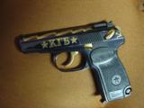 Makarov KGB commemorative,from AHS,polished blue,gold writing,#27 of 1000,9x18 caliber,fitted wood & glass case,unfired,super nice - 12 of 15