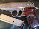 Walther PPK/S Limited Edition,24K gold Eagle,scroll engraved,laser engraved rosewood grips,rare !380 auto,2 mags,box & papers,unfired !!awesome ! - 7 of 15