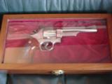 Smith & Wesson 29-3,bright polished nickel,wood grips,wood & glass pres case,6