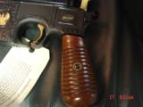 Mauser Broomhandle,1896,#2 of 100, Field Marshal Ltd Edition,engraved,24K accents,high gloss blue,9mm,in heavy pres case-awesome & very rare !! - 7 of 15