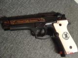 Beretta Model 96,Friends Of NRA Commemorative,40 cal,high polished blue slide,24k accents,faux ivory,fitted wood pres case,unfired-awesome - 12 of 15