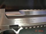 Desert Eagle -Magnum Research -RARE all stainless with built in COMP,& 2 rails,50AE,hand cannon,low recoil,new in box,unfired,all papers & manual,DVD
- 4 of 14