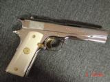 Colt 1911 Commercial Government,full refinished in bright nickel with 24k gold accents,bonded ivory grips,made in 1921,45acp,a real showpiece !! - 8 of 15