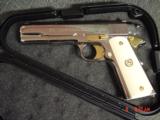 Colt 1911 Commercial Government,full refinished in bright nickel with 24k gold accents,bonded ivory grips,made in 1921,45acp,a real showpiece !! - 14 of 15