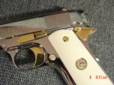 Colt 1911 Commercial Government,full refinished in bright nickel with 24k gold accents,bonded ivory grips,made in 1921,45acp,a real showpiece !! - 10 of 15