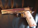 Colt 1911 Commercial Government,full refinished in bright nickel with 24k gold accents,bonded ivory grips,made in 1921,45acp,a real showpiece !! - 4 of 15