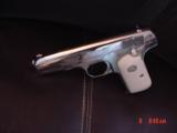 Colt 1908,380 auto,fully refinished in bright nickel,with bonded ivory grips,hammerless,grip safety,made in 1921,a true showpiece !! - 7 of 15