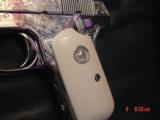 Colt 1903, 32 calibur,fully engraved,& refinished in bright nickel,bonded ivory grips,hammerless,grip safety,made in 1916,an awesome show piece !! - 7 of 15