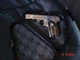 Colt 1903,32 cal,fully refinished in bright high polished nickel,real Ox Horn grips,made in 1916,hammerless,grip safety,nicer than new-a showpiece !! - 5 of 15