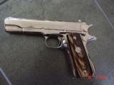 Colt Commercial 1911 Government,refinished bright high polished nickel,real Ox Horn grips,made in 1933,lanyard loop,awesome showpiece !! - 1 of 15