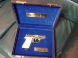 Walther PPK/S 1 of 500,Limited Collector's Series,24K gold plated,fitted Walther leather case,Interarms,380,2 mags,bonded ivory & original grips,RARE
- 4 of 15