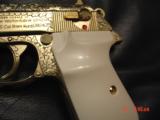 Walther PPK/S 1 of 500,Limited Collector's Series,24K gold plated,fitted Walther leather case,Interarms,380,2 mags,bonded ivory & original grips,RARE
- 9 of 15