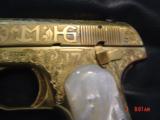 Colt 1903 Flannery Cattlebrand engraved,24K plated,real MOP grips,32 cal,made in 1906,hammerless,grip safety,109 year old work or art,awesome - 7 of 15