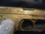 Colt 1903 Flannery Cattlebrand engraved,24K plated,real MOP grips,32 cal,made in 1906,hammerless,grip safety,109 year old work or art,awesome - 11 of 15