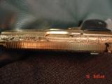 Walther PPK/S, factory engraved,24K gold plated,#94 off 500,380 auto,2 gold mags,certificate,unfired in real leather fitted case-awesome showpiece !! - 12 of 15