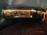Walther PPK/S, factory engraved,24K gold plated,#94 off 500,380 auto,2 gold mags,certificate,unfired in real leather fitted case-awesome showpiece !! - 11 of 15