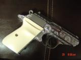 Walther PPK/S fully engraved by Flannery Engraving,polished stainless,bonded ivory grips & originals,380auto,in box with manual,unfired,awesome !!! - 3 of 15