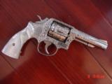 Smith & Wesson 10-6,fully engraved & refinished in bright nickel,by Flannery Engraving,4