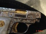 Colt 1908 Vest Pocket 25 cal,fully refinished in nickel & gold & engraved by Flannery Engraving,a work of art masterpiece !! - 7 of 15