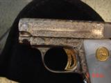 Colt 1908 Vest Pocket 25 cal,fully refinished in nickel & gold & engraved by Flannery Engraving,a work of art masterpiece !! - 9 of 15