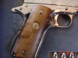 Colt 1911,Worls War II European Theater Operations,bright nickel,engraved,Maple grips,in fitted oak & glass case,7 nickel bullets,looks unfired ! awes - 5 of 15