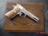 Colt 1911,Worls War II European Theater Operations,bright nickel,engraved,Maple grips,in fitted oak & glass case,7 nickel bullets,looks unfired ! awes - 11 of 15