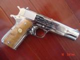 Colt 1911,Worls War II European Theater Operations,bright nickel,engraved,Maple grips,in fitted oak & glass case,7 nickel bullets,looks unfired ! awes - 13 of 15