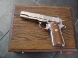Colt 1911,Worls War II European Theater Operations,bright nickel,engraved,Maple grips,in fitted oak & glass case,7 nickel bullets,looks unfired ! awes - 10 of 15