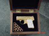 Browning Baby 25cal,Belgium,100%+ master engraved by Flannery,24K plated,white Browning grips,1965,in custom Oak case,a work of art !! - 3 of 15