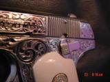 Colt 1903,32 acp,master scroll engraved by Santiago leis,refinished bright nickel,made 1921,faux Ivory grips,a real work of art,& certificate - 7 of 15