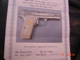 Colt 1903,32 acp,master scroll engraved by Santiago leis,refinished bright nickel,made 1921,faux Ivory grips,a real work of art,& certificate - 3 of 15