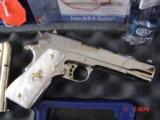 Colt 1911 Government, fully refinished bright nickel with 24K accents,38 super,new,a real showpiece !! - 6 of 14