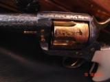 American Western Arms,Custom Engraved matched set,24k accents,birdhead frame,ivory grips,fitted wood case-45lc,5 1/2