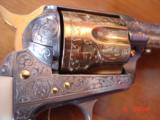 American Western Arms,Custom Engraved matched set,24k accents,birdhead frame,ivory grips,fitted wood case-45lc,5 1/2