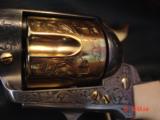 American Western Arms,Custom Engraved matched set,24k accents,birdhead frame,ivory grips,fitted wood case-45lc,5 1/2