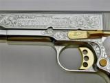 Colt 1911,38 Super,master engraved,refinished nickel,24K gold accents,Pearlite grips,unfired work of art with certificate !! - 6 of 14