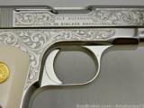 Colt 1903,32auto,Master engraved,refinished nickel,made 1928,faux ivory grips,hammerless,1 of a kind work of art ! awesome !! - 10 of 15