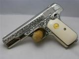 Colt 1903,32auto,Master engraved,refinished nickel,made 1928,faux ivory grips,hammerless,1 of a kind work of art ! awesome !! - 4 of 15