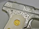 Colt 1903,32auto,Master engraved,refinished nickel,made 1928,faux ivory grips,hammerless,1 of a kind work of art ! awesome !! - 11 of 15