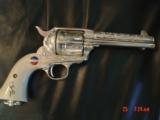 Colt SAA replica from Uberti & America remembers,General Patton Tribute 45Colt,pure silver plated,factory engrave,stand up pres case,faux ivory, - 1 of 15