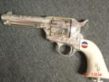 Colt SAA replica from Uberti & America remembers,General Patton Tribute 45Colt,pure silver plated,factory engrave,stand up pres case,faux ivory, - 14 of 15