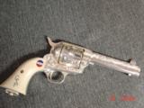 Colt SAA replica from Uberti & America remembers,General Patton Tribute 45Colt,pure silver plated,factory engrave,stand up pres case,faux ivory, - 15 of 15