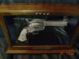 Colt SAA replica from Uberti & America remembers,General Patton Tribute 45Colt,pure silver plated,factory engrave,stand up pres case,faux ivory, - 3 of 15